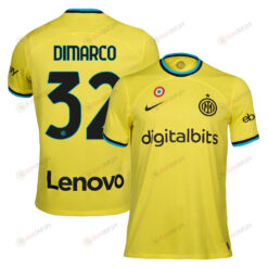 Federico Dimarco 32 Inter Milan 2022/23 Third Men Jersey - Yellow