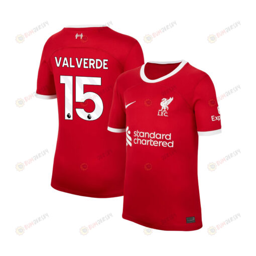 Federico Valverde 15 Liverpool 2023-24 Home Jersey - YOUTH Red