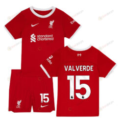 Federico Valverde 15 Liverpool 2023-24 Home Jersey - Youth Set