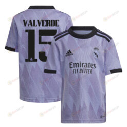 Federico Valverde 15 Real Madrid 2022/23 Away Youth Jersey - Purple