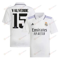 Federico Valverde 15 Real Madrid 2022/23 Home Youth Jersey - White