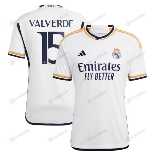 Federico Valverde 15 Real Madrid 2023-24 Home Men Jersey - White