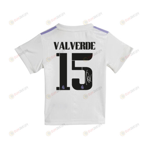 Federico Valverde 15 Signed Real Madrid 2022/23 Home Jersey - Youth