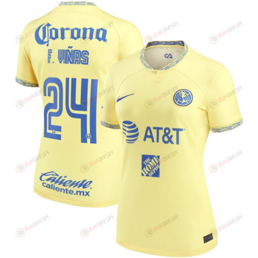 Federico Vi?as 24 Club America Women 2022/23 Home Player Jersey - Yellow