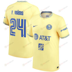 Federico Vi?as 24 Club America Youth 2022/23 Home Player Jersey - Yellow