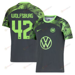 Felix Lange 42 VfL Wolfsburg 2023-24 Away Men Jersey - Black
