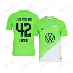 Felix Lange 42 VfL Wolfsburg 2023-24 Home YOUTH Jersey - Green