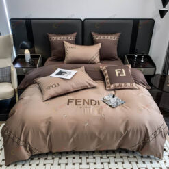 Fendi Luxury Long-Staple Cotton Bedding Set In Brown