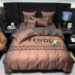 Fendi Roma Long-Staple Cotton Bedding Set In Brown