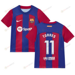 Ferran Torres 11 Barcelona 2023/24 Home Youth Jersey - Blue/Scarlet