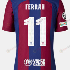 Ferran Torres 11 Barcelona 2023/24 With UCL Badge Home Men Jersey