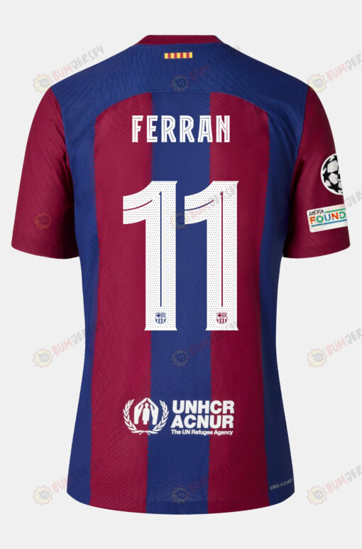 Ferran Torres 11 Barcelona 2023/24 With UCL Badge Home Men Jersey