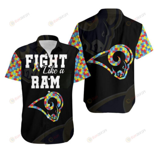 Fight Like A Los Angeles Rams Autism Support ??3D Printed Hawaiian Shirt