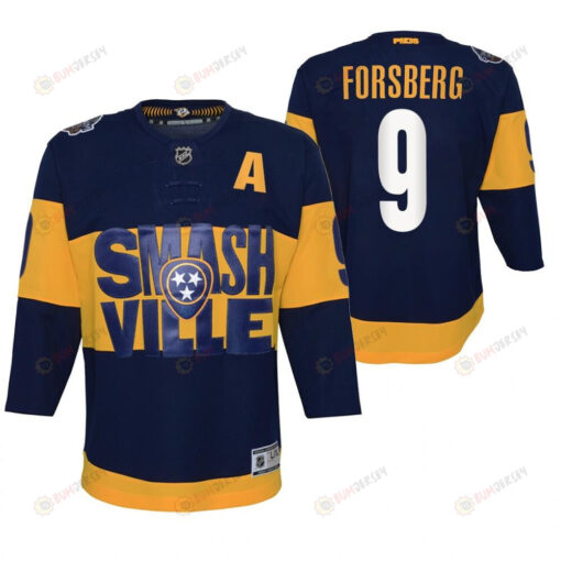 Filip Forsberg 9 Predators 2022 Stadium Series Youth Navy Primegreen Jersey Jersey