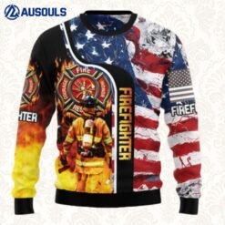Firefighter Usa Flag Ugly Sweaters For Men Women Unisex