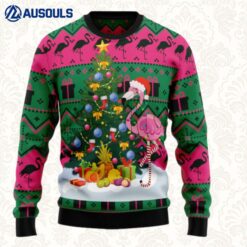 Flamingo Christmas Tree Ugly Sweaters For Men Women Unisex