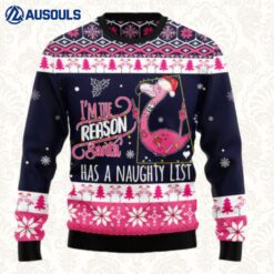 Flamingo I Am The Reason Santa Has A Naughty Ugly Sweaters For Men Women Unisex