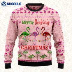 Flamingo Merry Flocking Christmas Ugly Sweaters For Men Women Unisex