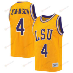 Flau'jae Johnson 4 LSU Tigers 2023 NCAA Basketball Jersey Retro- Gold