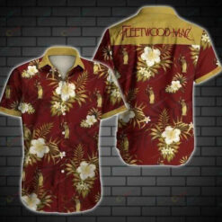 Fleetwood Mac Curved Hawaiian Shirt Red Yellow