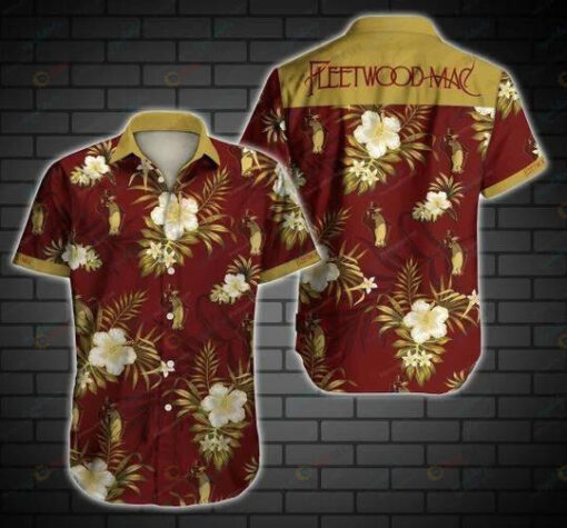 Fleetwood Mac Curved Hawaiian Shirt Red Yellow