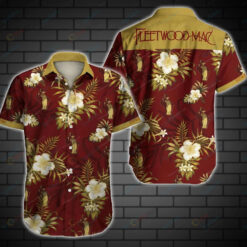 Fleetwood Mac On Dark Red Brown Curved Hawaiian Shirt