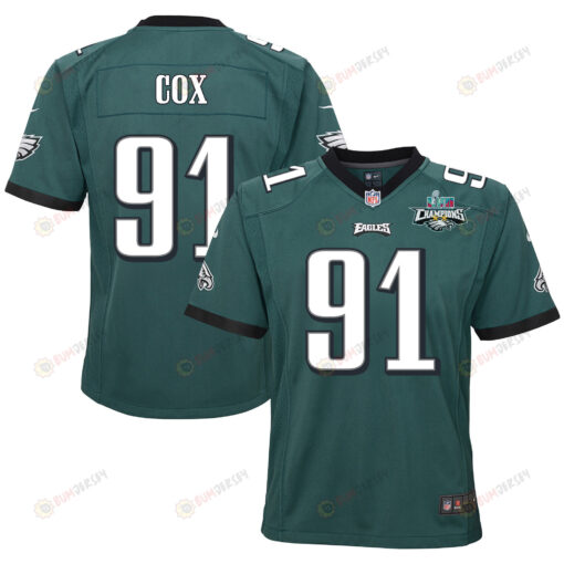 Fletcher Cox 91 Philadelphia Eagles Super Bowl LVII Champions 2 Stars 2 Stars Youth Jersey - Black