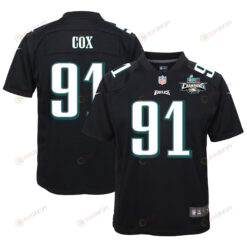 Fletcher Cox 91 Philadelphia Eagles Super Bowl LVII Champions 2 Stars Youth Jersey - Black