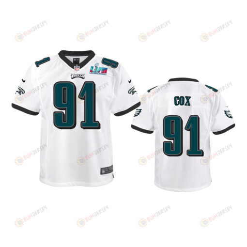 Fletcher Cox 91 Philadelphia Eagles Youth Super Bowl LVII Game Jersey - White