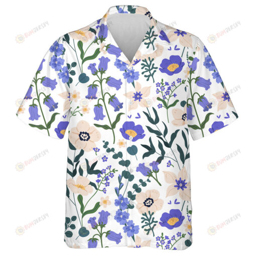 Floral Pattern With Bluebells Purple Wild Flowers Themed Design Hawaiian Shirt