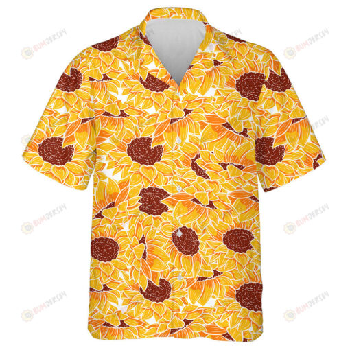 Floral Repetition Background With Spring Sunflower Floral Elements Hawaiian Shirt