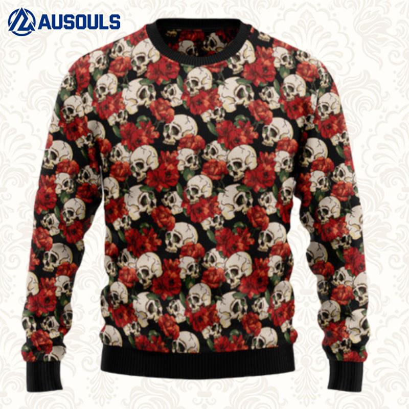 Floral Skull Ugly Sweaters For Men Women Unisex
