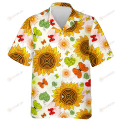 Floral Summer Pattern With Sunflowers And Butterflies Hawaiian Shirt