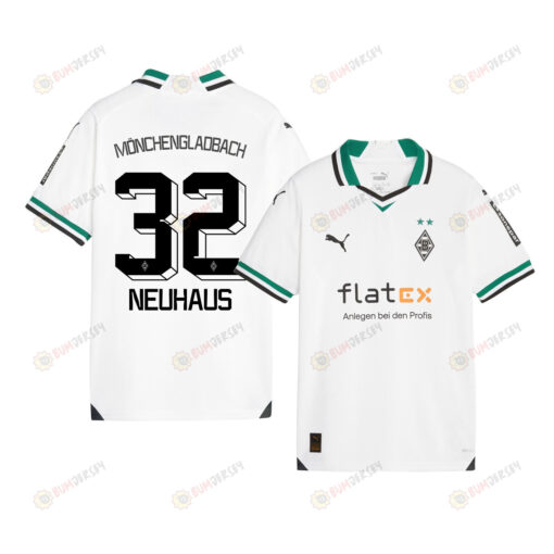 Florian Neuhaus 32 Borussia M?nchengladbach 2023-24 Home YOUTH Jersey - White