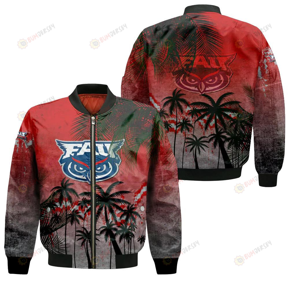 Florida Atlantic Owls Bomber Jacket 3D Printed Coconut Tree Tropical Grunge