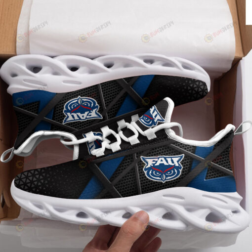 Florida Atlantic Owls Logo Pattern Custom Name 3D Max Soul Sneaker Shoes In Black