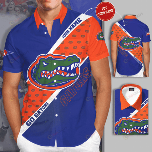 Florida Gators Logo Custom Name Curved Hawaiian Shirt