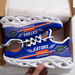 Florida Gators Logo Custom Name Pattern 3D Max Soul Sneaker Shoes In Blue