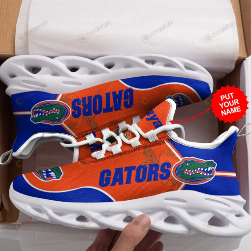 Florida Gators Logo In Blue And Orange Custom Name 3D Max Soul Sneaker Shoes