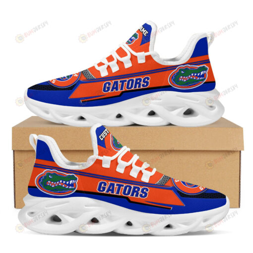 Florida Gators Logo Line Pattern Custom Name 3D Max Soul Sneaker Shoes In Orange Blue