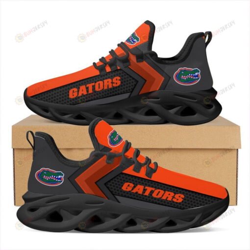 Florida Gators Logo Pattern 3D Max Soul Sneaker Shoes In Black Orange