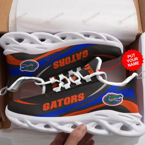 Florida Gators Logo Pattern Custom Name 3D Max Soul Sneaker Shoes In Black