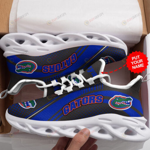 Florida Gators Logo Pattern Custom Name 3D Max Soul Sneaker Shoes In Black And Blue