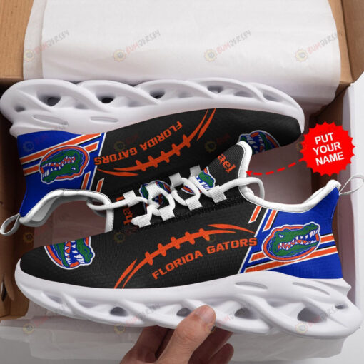 Florida Gators Logo Pattern In Black Custom Name 3D Max Soul Sneaker Shoes