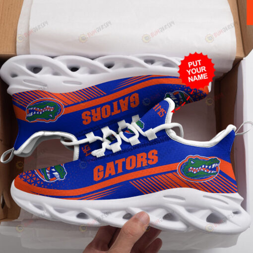 Florida Gators Logo Pattern In Blue And Orange Custom Name 3D Max Soul Sneaker Shoes