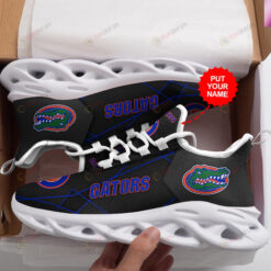 Florida Gators Logo With Stripe Pattern Custom Name 3D Max Soul Sneaker Shoes In Black