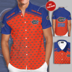 Florida Gators Pattern Custom Name Curved Hawaiian Shirt