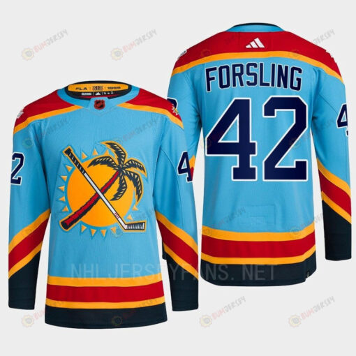 Florida Panthers 2023 Reverse Retro 2.0 Gustav Forsling 42 Blue Primegreen Jersey Men's