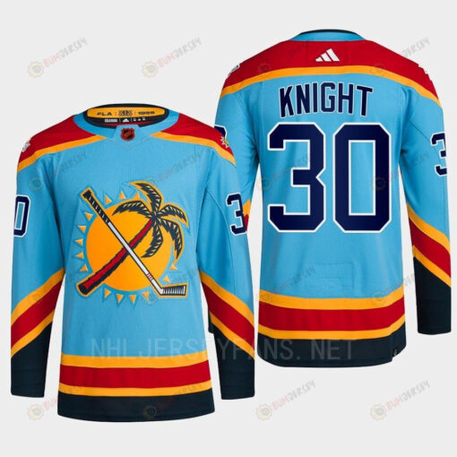 Florida Panthers 2023 Reverse Retro 2.0 Spencer Knight 30 Blue Primegreen Jersey Men's