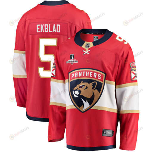 Florida Panthers Aaron Ekblad 5 Home 2023 Stanley Cup Champions Breakaway Men Jersey - Red